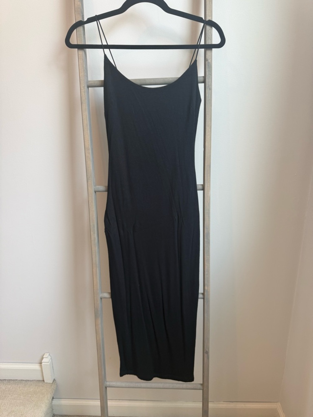 JLUXLABEL Black Maxi Slip Dress with Thin Straps